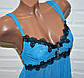 Блакитний комплект нічної жіночої білизни, сорочка пеньюар сітка та труси стрінги, розмір L , фото 4