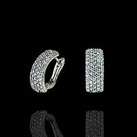 Серебряные серьги с фианитами, 120 камней