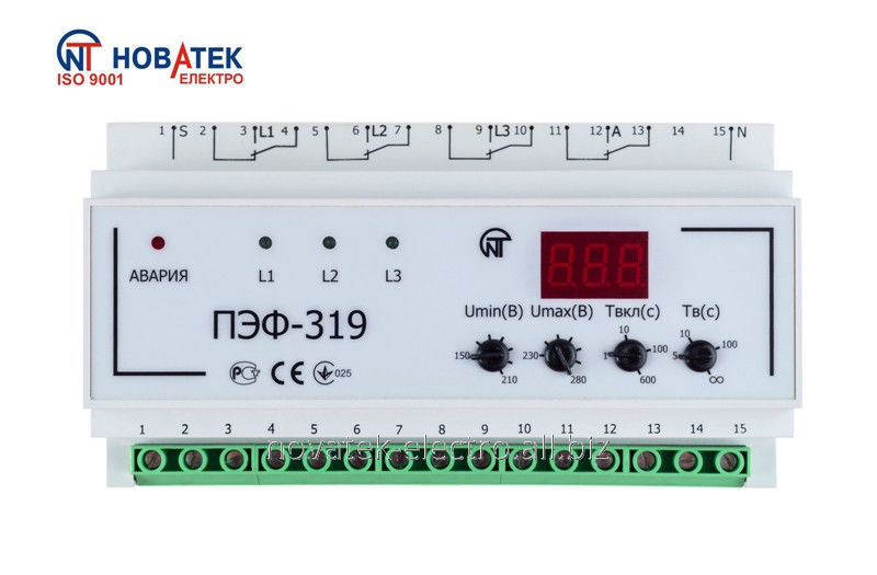 Електронний перемикач фаз ПЕФ-319 Novatek Electro