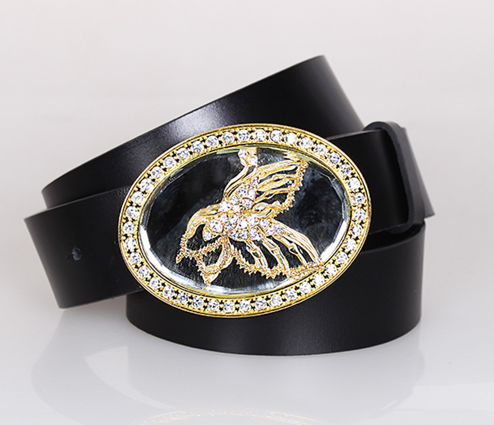 Жіночий ремінь з натуральної шкіри KAM-281118-44 чорний, фото 1