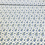 Ситець із блакитними квіточками на білому тлі, ширина 95 см, фото 2