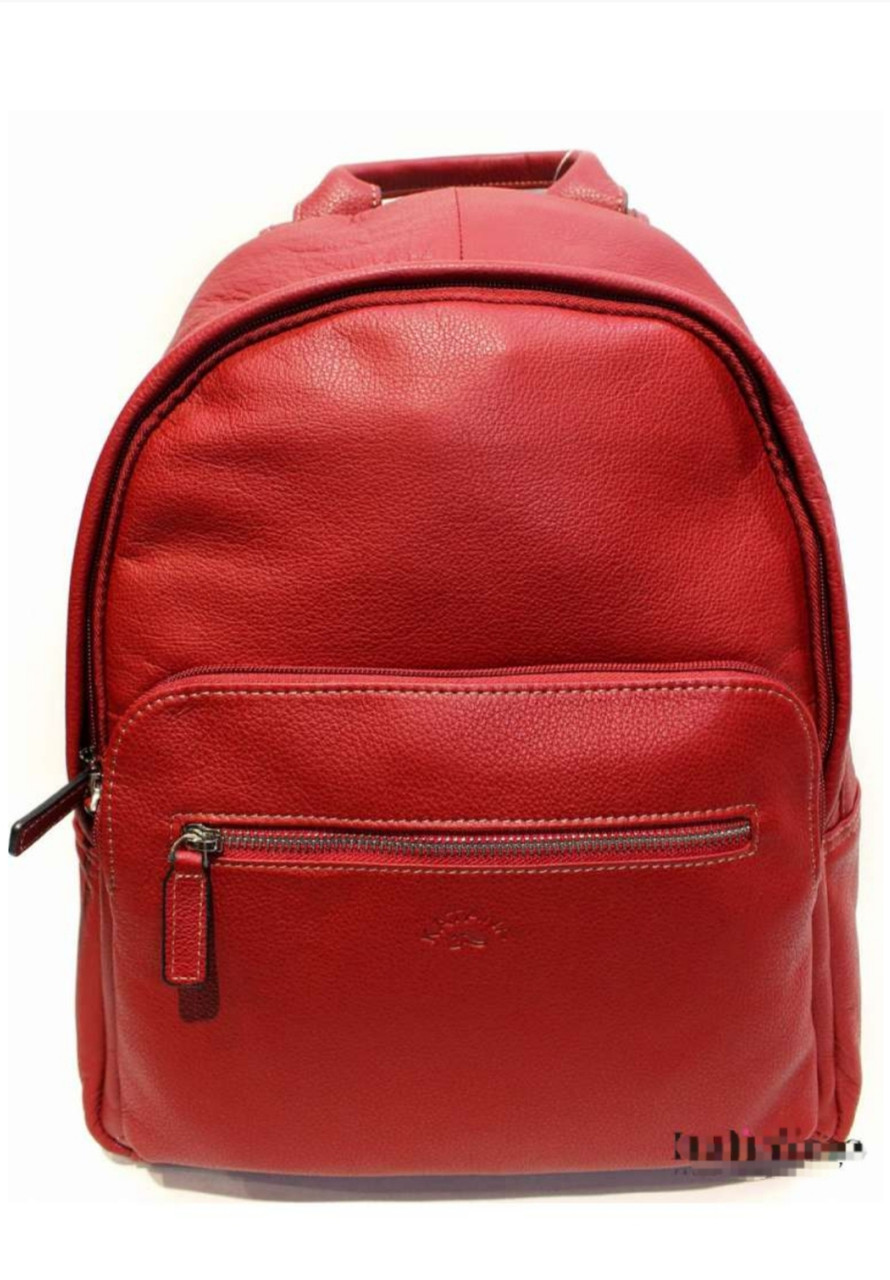 Рюкзак з натуральної шкіри міський жіночий стильний катана червоного кольору