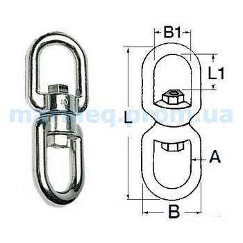 Вертлюг якірний з подвійним рымом, 8 мм.
