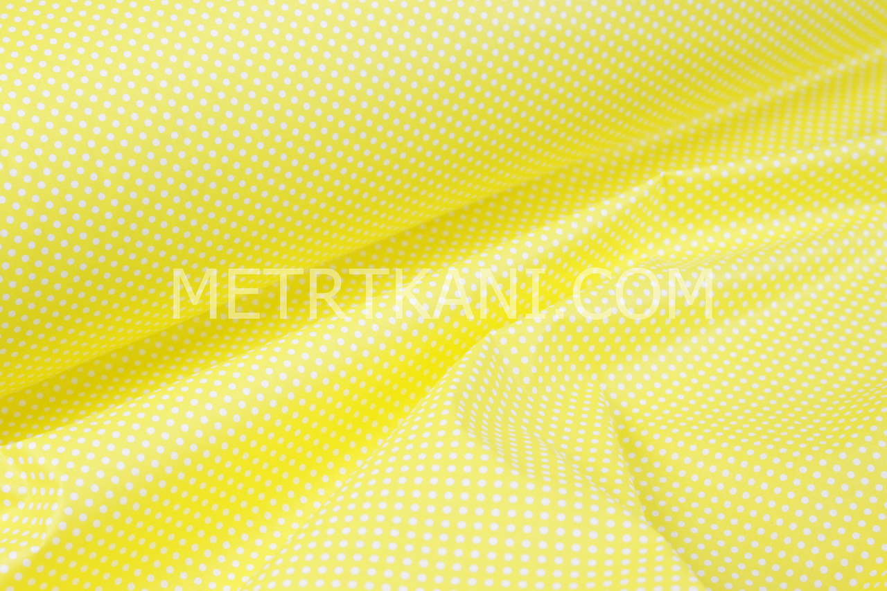 Тканина бавовняна з білим горохом 2,5 мм на ясно-жовтому тлі 125 г/м2 №1394