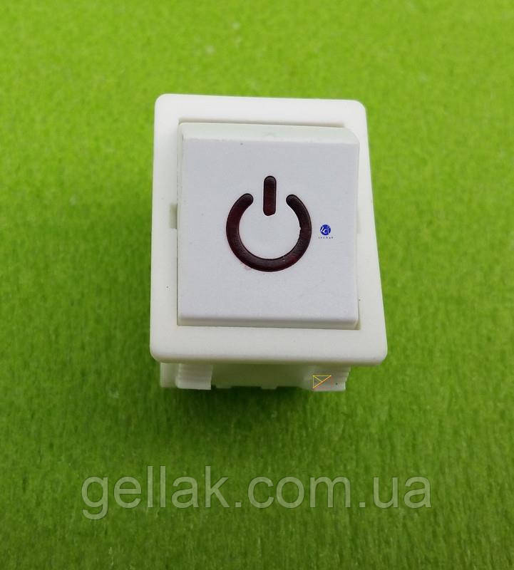 Кнопка вмик/вимк одинарна POWER модель S12411 / 16 А / 250 V (зі світлодіодом) БІЛА SETEL, Туреччина