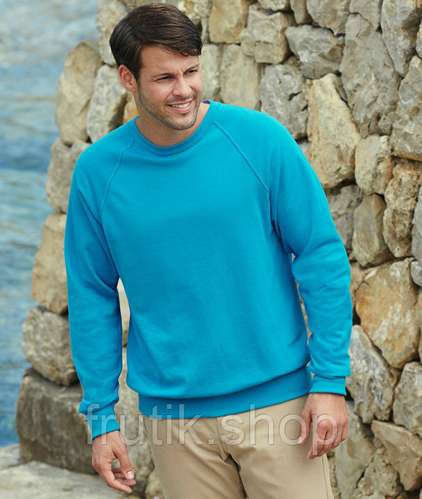 Чоловічий світшот Fruit of the loom тонкий Lightweight Raglan Sweat без флісу реглан светр Ультрамарин, S