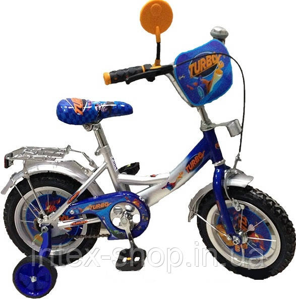 Велосипед дитячий мульт 12 д. P1248T Сіро-синій Турбо.