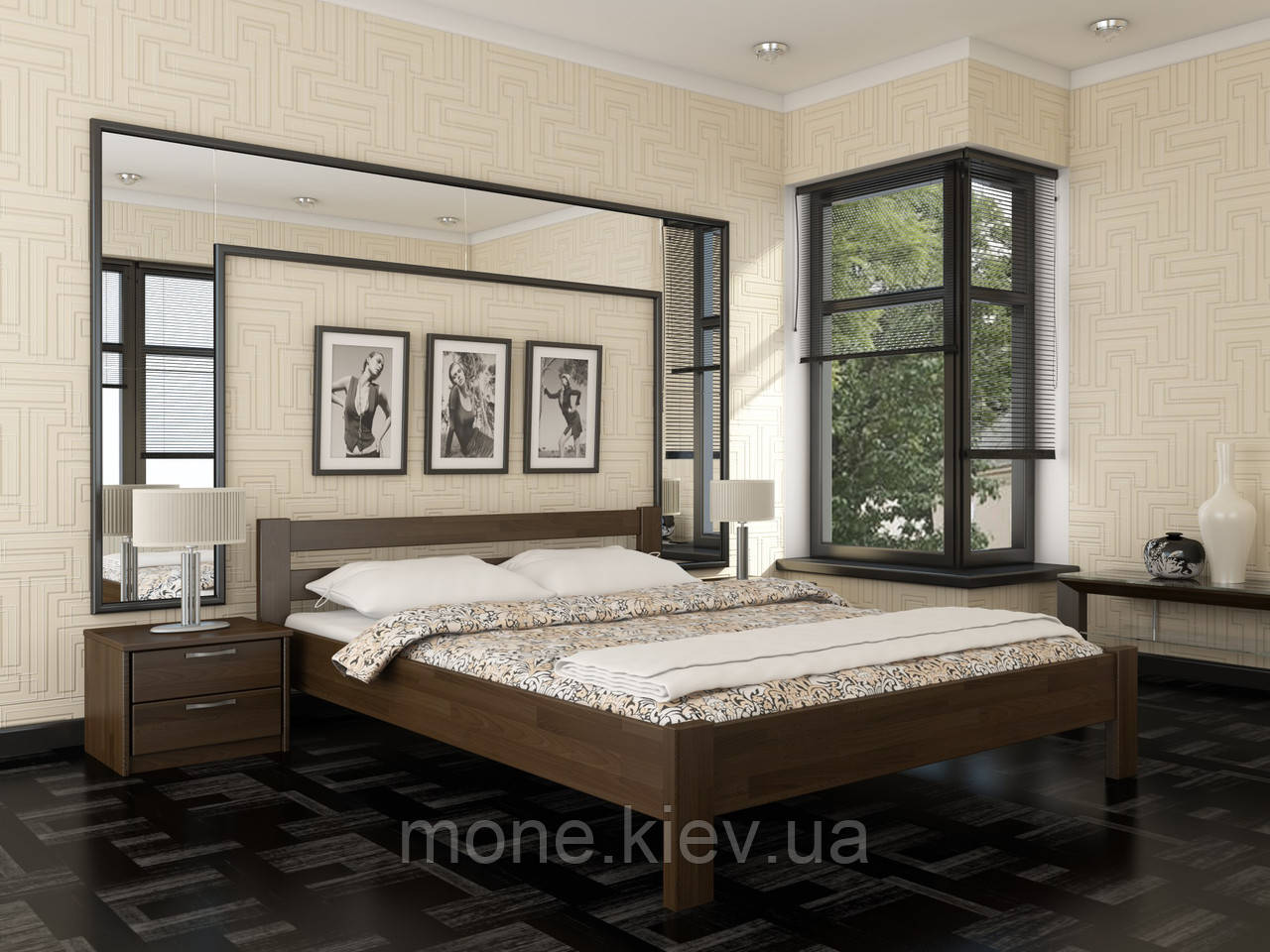 Ліжко двоспальне Рената дерев'яні з бука