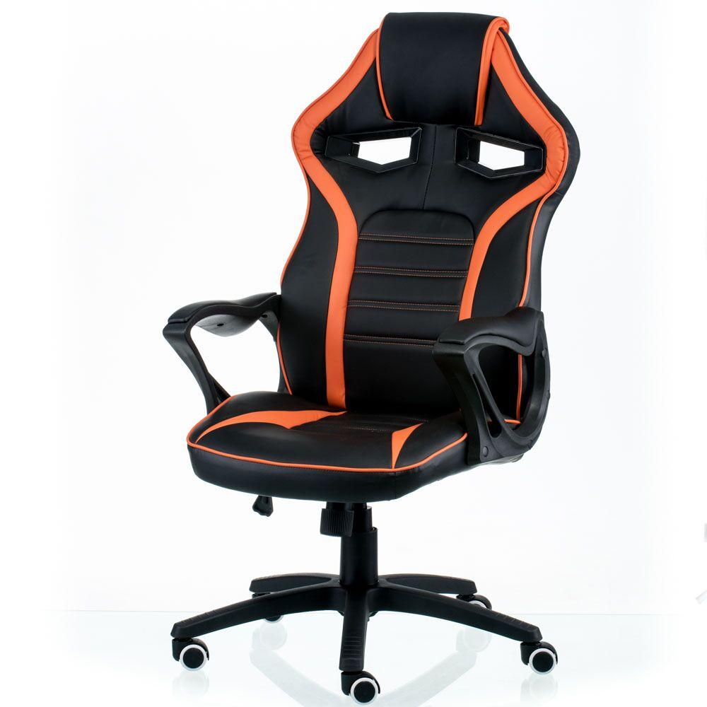 Крісло геймерське Техностиль Game black / orange чорне з оранжевими вставками