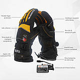 Лижні рукавички з підігрівом пальців і долоні WARMSPACE-P3 4000mAh 7.4 V, 65С, двосторонній обігрів., фото 8