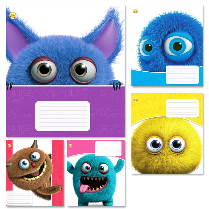 Зошит 18 аркушів у клітинку "Монстрики" 20/400