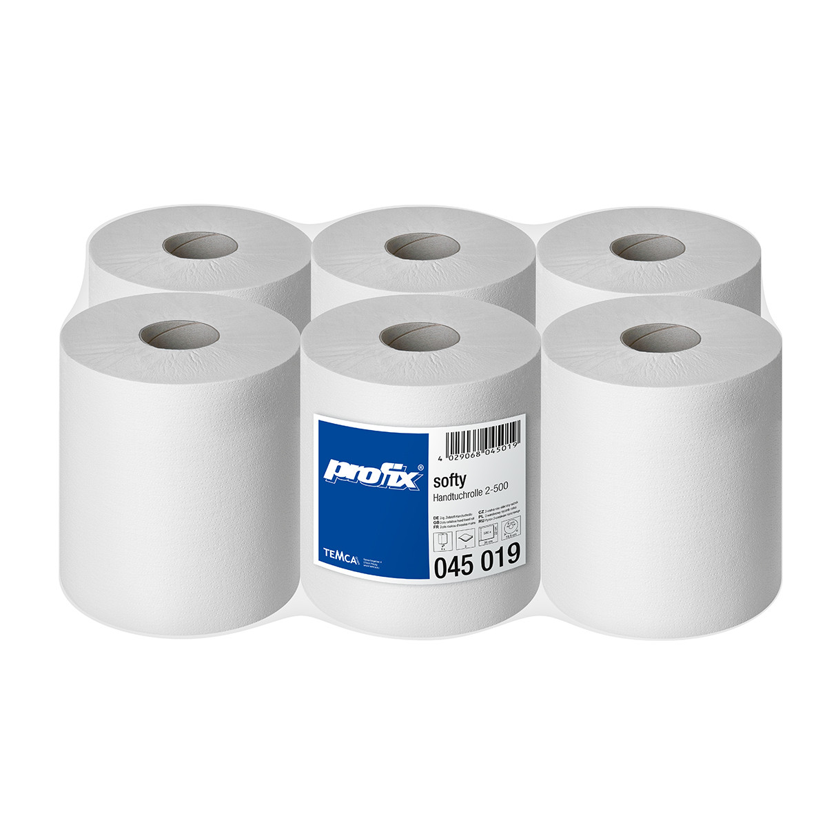 Рушники паперові в рулоні TEMCA Profix Softy 2-х слойні, 22х36см, 500 аркушів