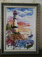 Набор для рисования камнями на холсте "Маяк"