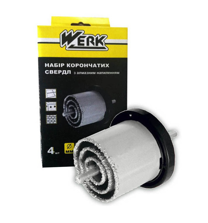 Набір алмазних коронок Werk, 4шт. (33,53,67,73 мм)
