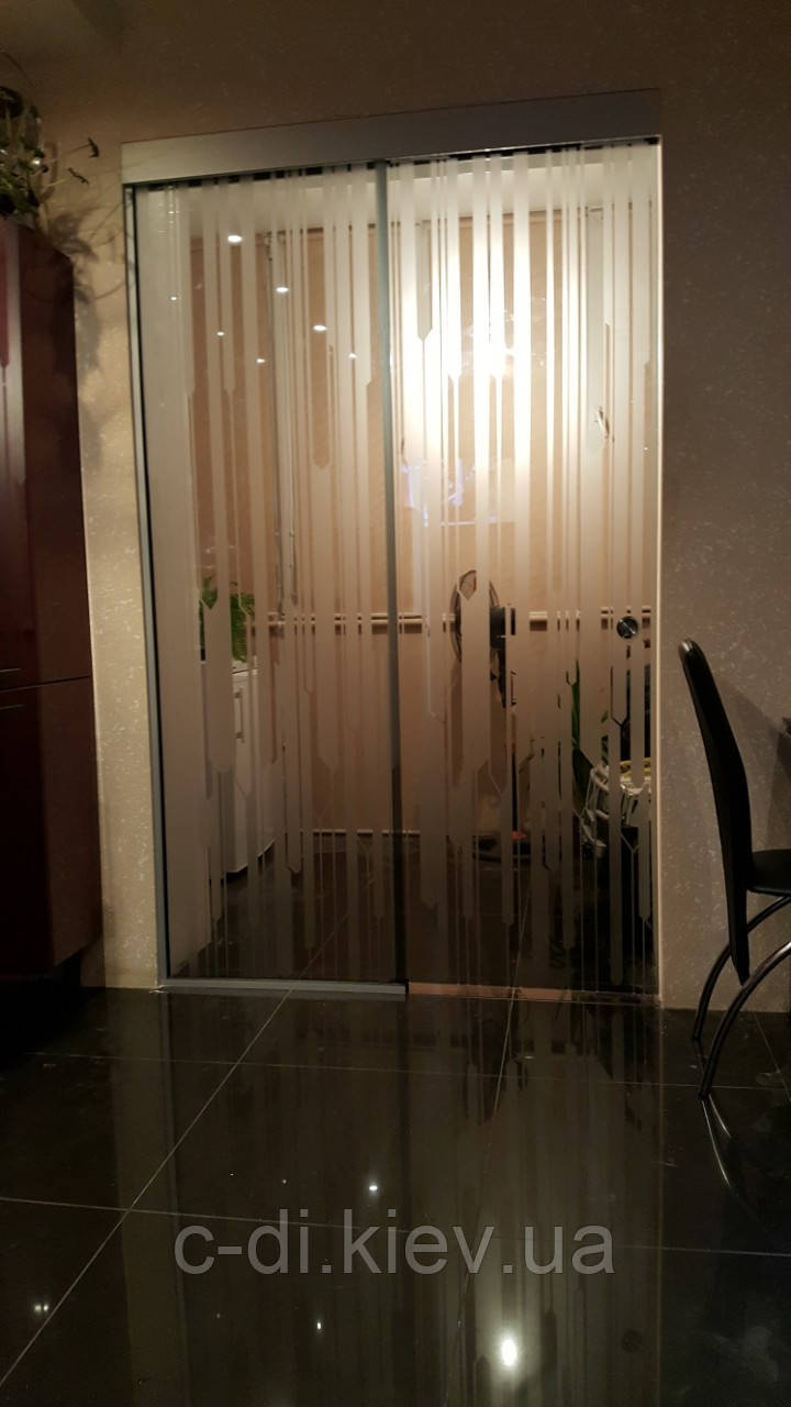 Скляні розсувні двері (скло бронза з малюнком)