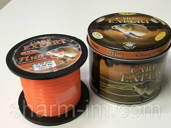 Леска Carp Expert UV Fluo Orange 1000 м 0,32 мм/13.6 кг со светонакопителем, фото 1