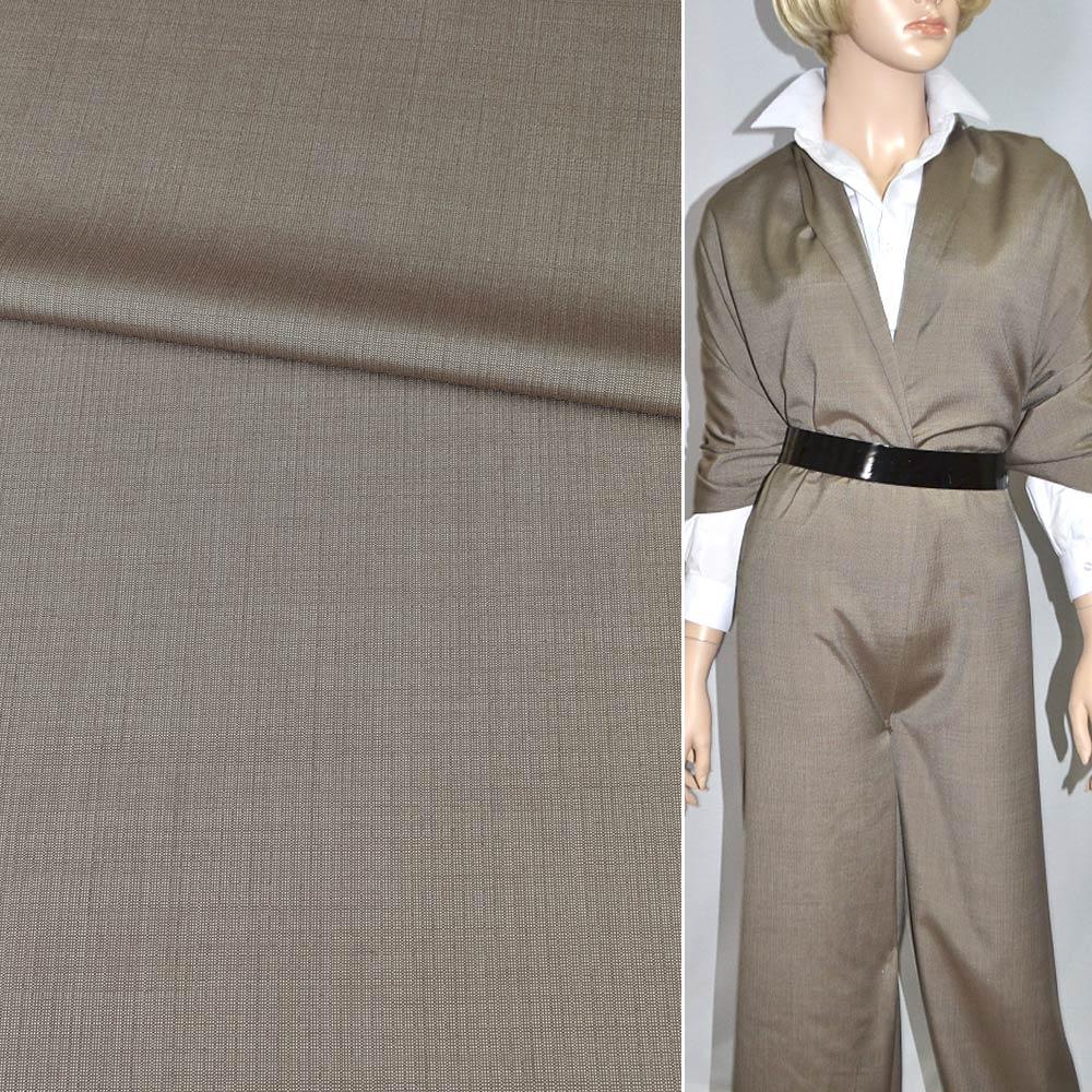 Вовна костюмна з шовком в рубчик бежево-коричнева HUGO BOSS, ш.152