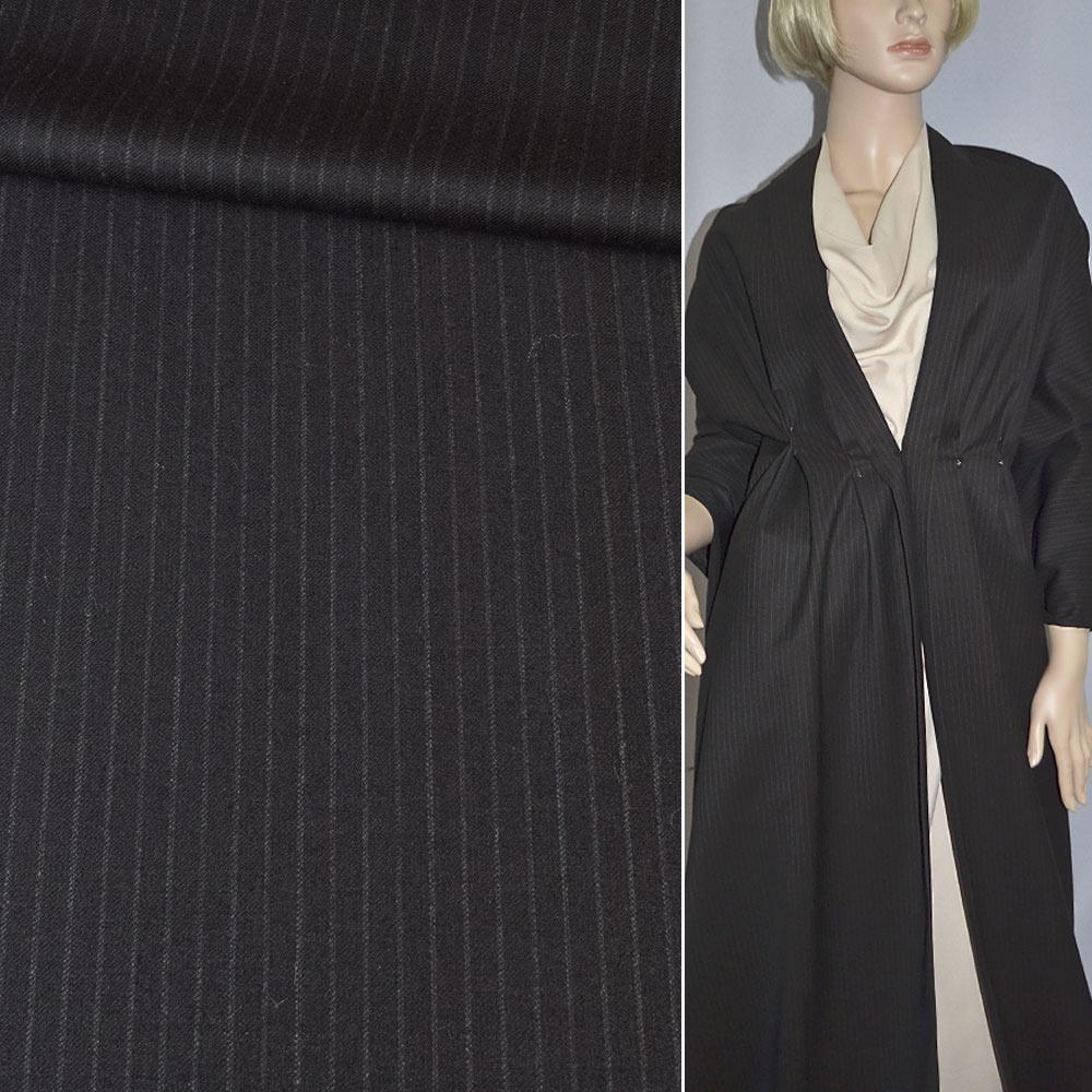 Вовна костюмна в смужку світлу коричнева темна, ш.155