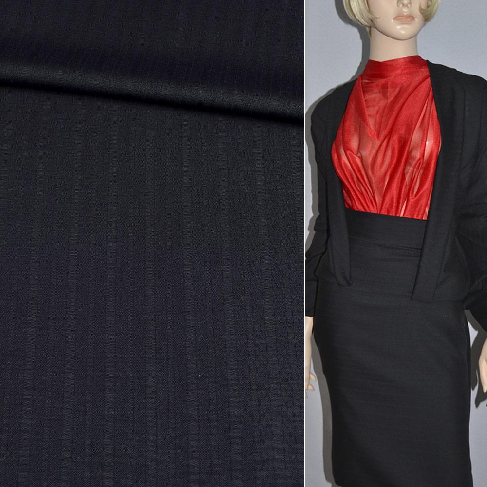 Вовна костюмна в смужки вузькі чорна HUGO BOSS, ш.150