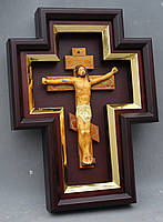 Кіот для хреста або розп'яття з золоченої рамою., фото 2