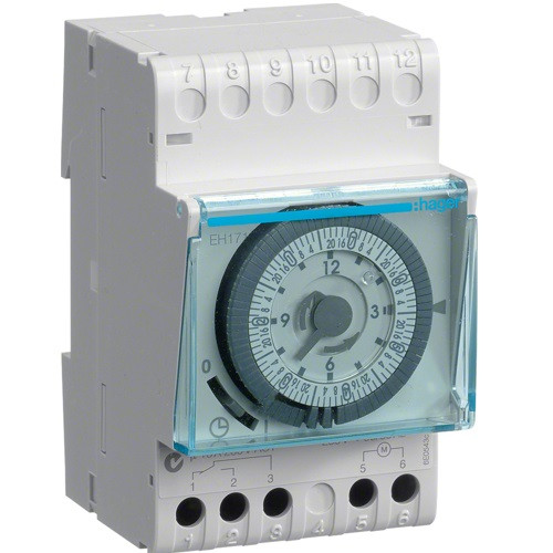Таймер механічний тижневий перемикаючий контакт резерв ходу 200г Hager EHN171