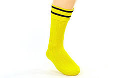 Гетри футбольні юніорські CO-5608-Y (х-б, нейлон, р-р 32-39, жовтий, чорна смуга)