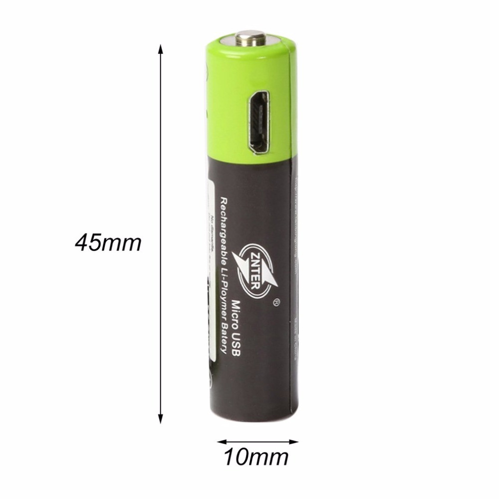 ZNTER ААА Li-po акумулятор 400 mAh з функцією заряджання Micro USB 1.5В ААА мізинчиковий