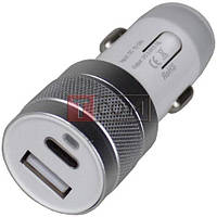 Автомобільна USB зарядка type C +гн.USB, А 3.1