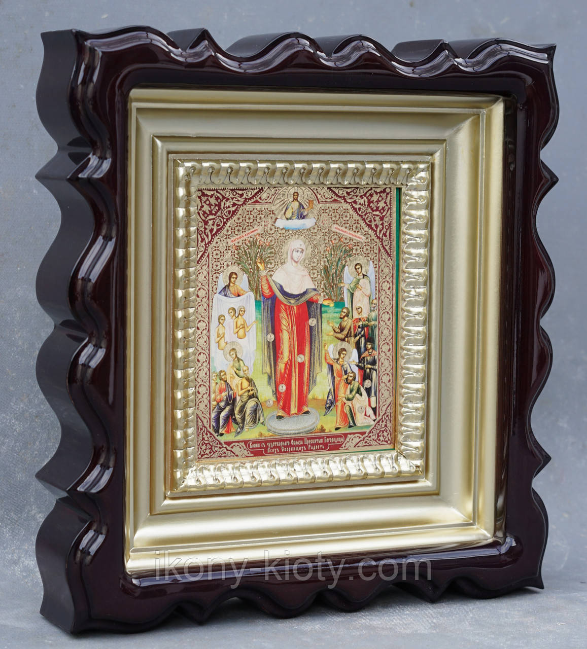 Кіот для репродукції фігурний,з внутрішньою дерев'яною рамою покритої фарбою під золото, фото 1
