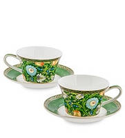 Чайний набір на 2 персони "Квітковий джаз" Pavone з кістяної порцеляни JK-140