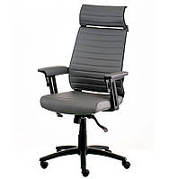 Офісне крісло з підголівником і підлокітниками поворотне сіре Monika grey Special4You