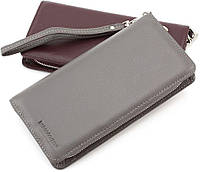 Серый кожаный женский кошелек клатч на молнии Marco Coverna MC 6056