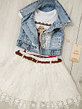 Костюм для дівчинки-трійка з джинсовою жилеткою на 2 роки (розмір 92) Туреччина, фото 5