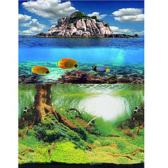 Фон для акваріума двосторонній підводний ліс/море, висота 40 см, 9045/9067