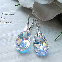 Серьги с подвесками каплями Swarovski