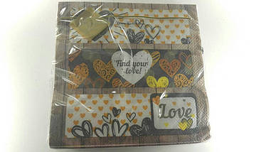 Весільна серветка (ЗЗхЗЗ, 20шт) Luxy Любов і повітря (1234) (1 пач.)