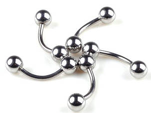 Сережки для проколювання сосків 8 мм із кульками 4 мм. Медична сталь. (ціна за 1 шт.), фото 2