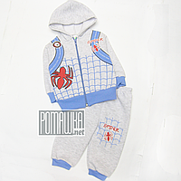 Дитячий спортивний костюм для хлопчика р. 92-98 з товстим начосом тканина ФУТЕР ТРЕХНИТКА 4295 Синій