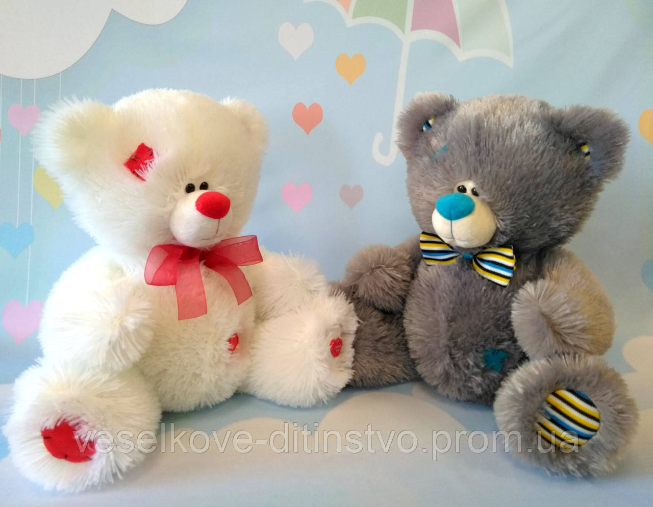 М'яка іграшка ведмідь Тедді, 30 х 34 см, біло-червоний - фото 2 - id-p106457608