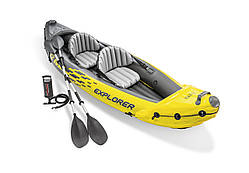 Човен надувна байдарка каяк Intex 68307 EXPLORER-K2 KAYAK, 312-91-51 см, двомісна, насос, весла