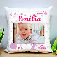 Подушка метрика с вашим фото "Emilia"