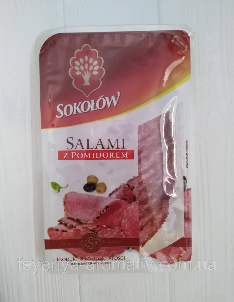 Ковбаса салямі з помідором нарізка Sokolow Salami z Pomidorem 100гр (Польща)