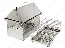 Коптильня гарячого копчення 2 мм 530х320х450 мм "Сімейна" з кришкою будиночком + ТЕРМОМЕТР з нержавіючої сталі з гідрозатвором, фото 2