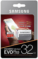 Картка пам'яті Samsung 32GB microSDHC C10 UHS-I R95/W20MB/s Evo Plus + SD адаптер