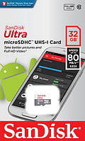 Картка пам'яті SanDisk 32GB microSDHC C10 UHS-I R80MB/s Ultra