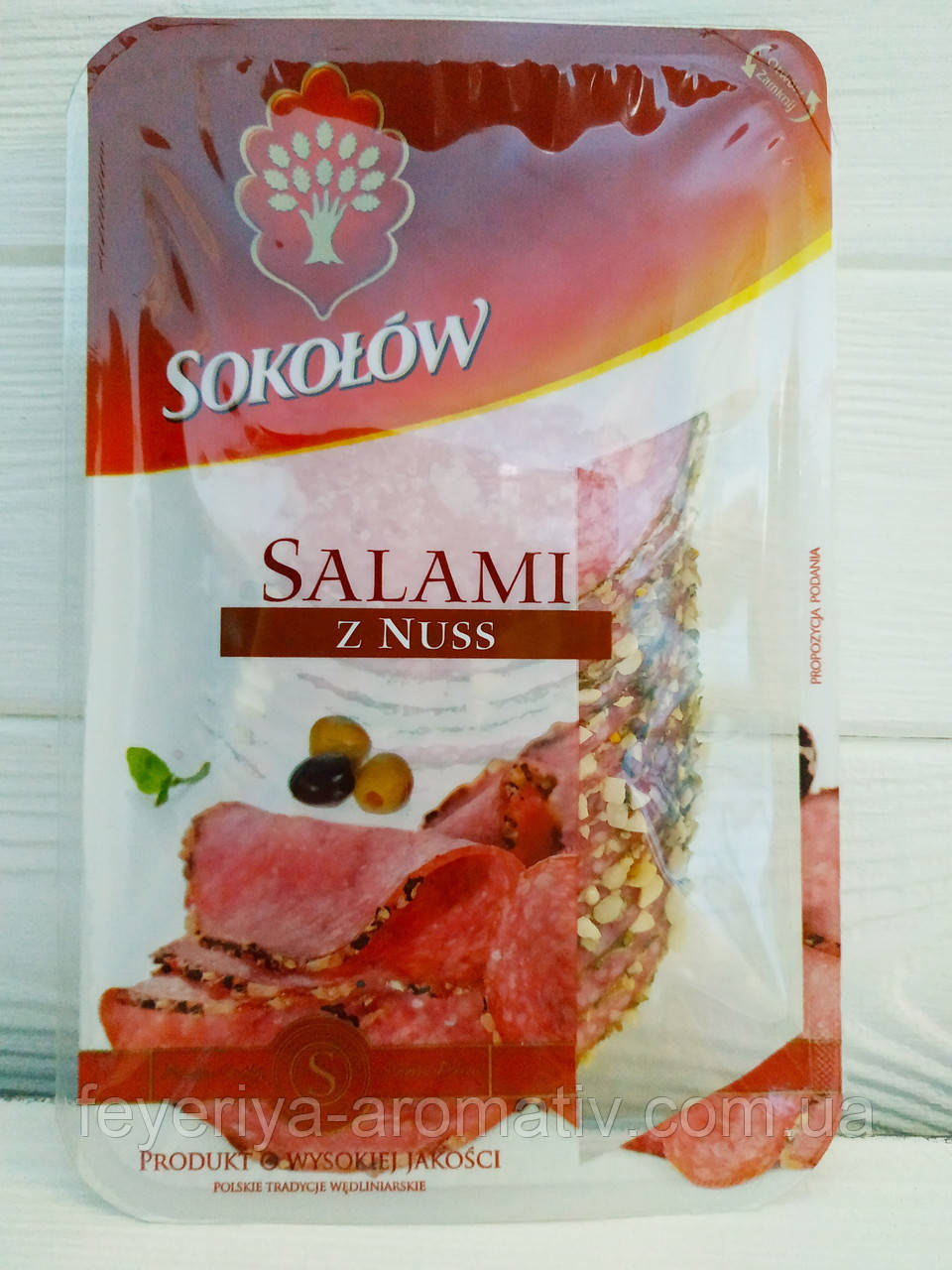 Ковбаса салямі з горіхом нарізка Sokolow Salami z Nuss 100гр (Польща)