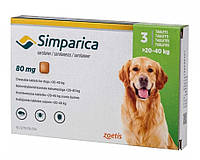 Simparica 80 мг ОРІГИНАЛ Симпарика таблетки від бліх і кліщів для собак вагою від 20 до 40 кг (3 шт.)