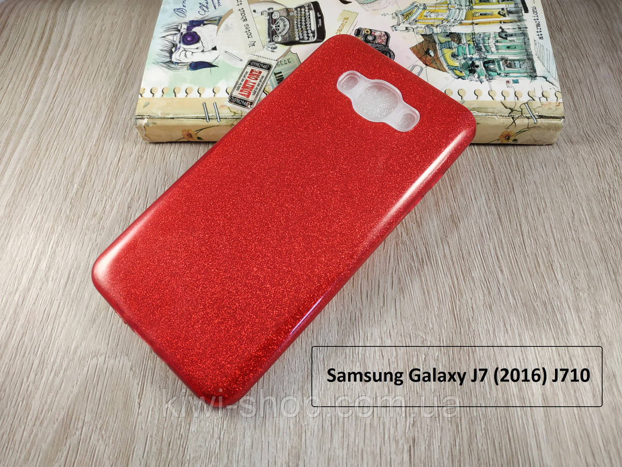 Жіночий чохол "Twins" для Samsung Galaxy J7 (2016) J710 — червоний з блискітками)