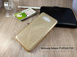 Жіночий чохол "Twins" для Samsung Galaxy J7 (2016) J710 — золотий із блискітками