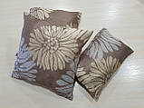 Комплект декоративних подушок Firanka Півонії 32х32см 2шт 32х20см 1шт бежеві з коричневим (п_0316), фото 2